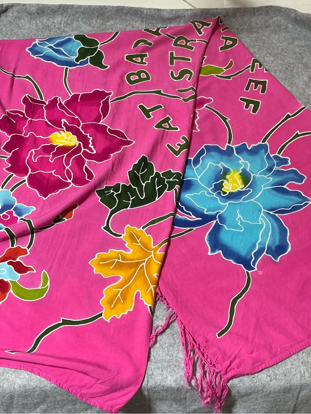 Holidays Sarong Great Barrier Reef Tropical Floral Handprint Rayon 64x40”